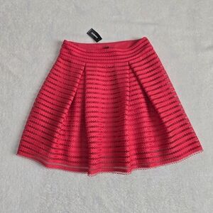 NWT Express Skirt High Waist Mesh Pleated Mini Skirt - Bright Red Size 4 - $60